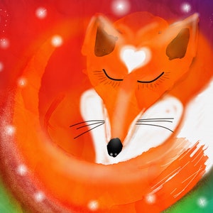 Mevrouw Fox valentijnskaarten / Groeten Kaart. Liefde hart sterren.