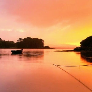 Sonnenaufgang über dem Fluss Kenmere, Irland. Geburtstagsgrußkarte. 6x6 quadratische blanko Karte.