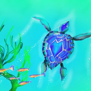 Schildpad verjaardag groeten kaart. Grappig vissenwater Mannelijke vrouwelijke spatie binnen vierkante kaart.