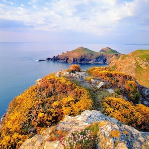 The Rumps, Cornwall Landschaft Geburtstags-/Grußkarte. Leere innen quadratische Karte.