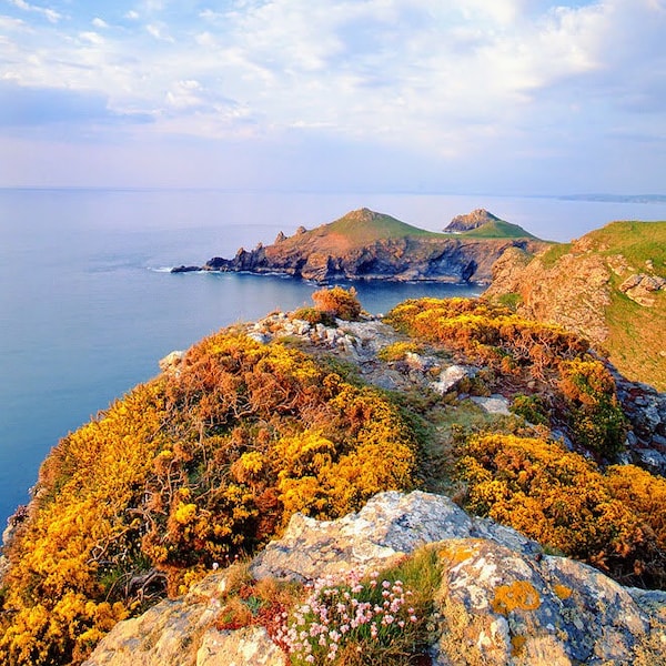 The Rumps, Cornwall landscape Birthday/Greetings Card. Blank inside square card.