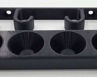 Pool Cue Wall Mount Holder/Stand - Holds Up to 4 Cues - Space-Saving Rack for Billiard Cues - Home or Game Room Organizer - 25+ Colours