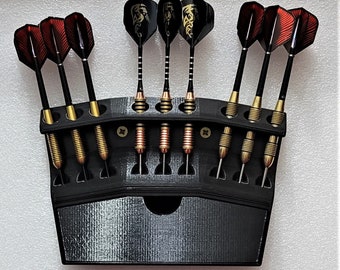 Wall Mounted Dart Holder & Display Stand with Drawer Shelf - Organize Darts + Accessories - Game Room Storage Display Rack - 25+ Colours
