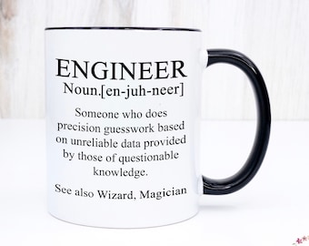 Engineer mug, Engineer gifts, funny engineer definition mug gift idea for your coworker.