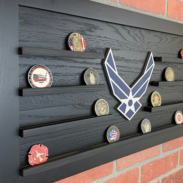 U.S. AIR FORCE FRAMED 3D Wood Military Challenge Coin Display
