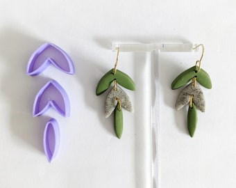 Three leaves clay cutter, dangling leaves, polymer clay, earring cutter, cookie cutter, jewellery making, DIY earrings, Australian handmade