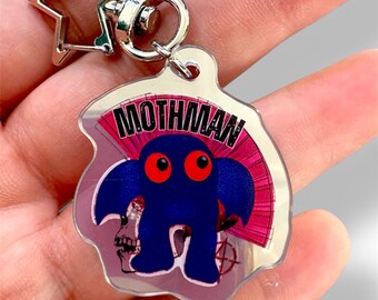 Mothman Keychain: Punk Design with Star Clasp