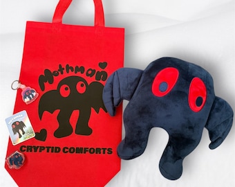 Mothman Plushy Bundle: Tote Bag, Sticker, Keychain, Pin