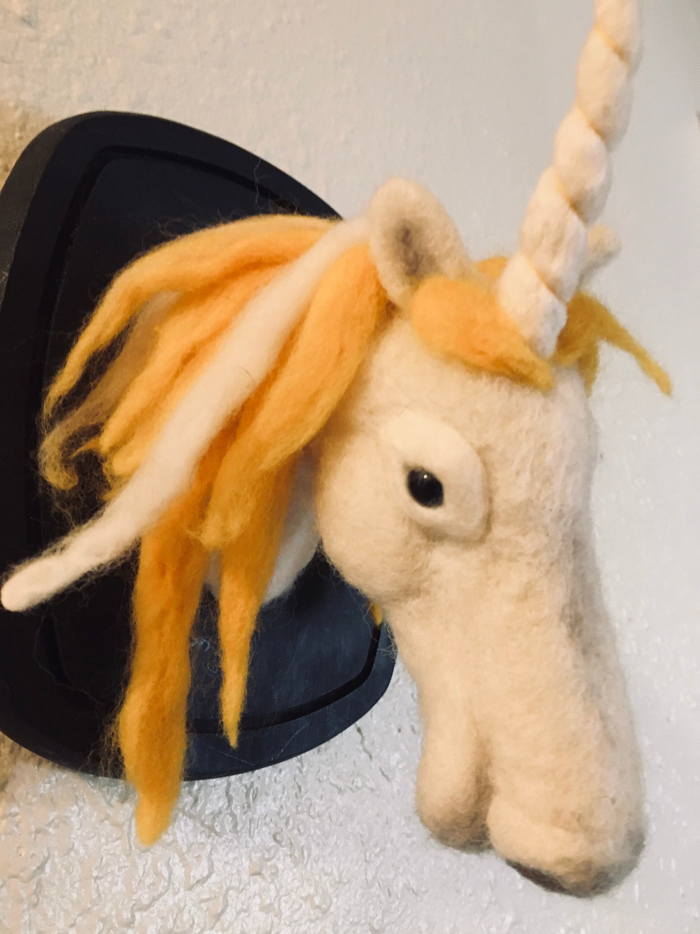 Mounted needle felt unicorn head Etsy