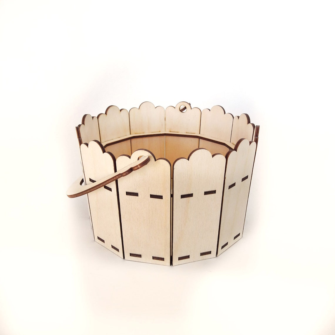 Wooden basket for flowers and other uses.Laser cut vector Etsy
