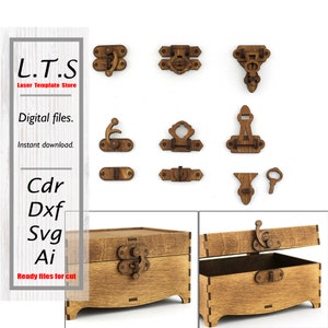 Locks. Laser cut files. 3 models. svg  castles, svg latch, cnc file, dxf, ai, svg, cdr Instant download.