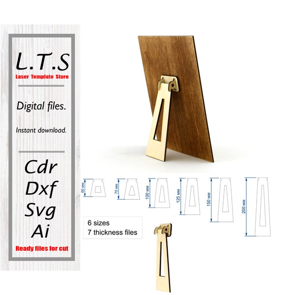 Photo Frame Stand Backs I Legs for photo frames I Frame holder I Various Sizes for different frames I Laser cut file. Svg, Dxf, Ai, Cdr. FS1