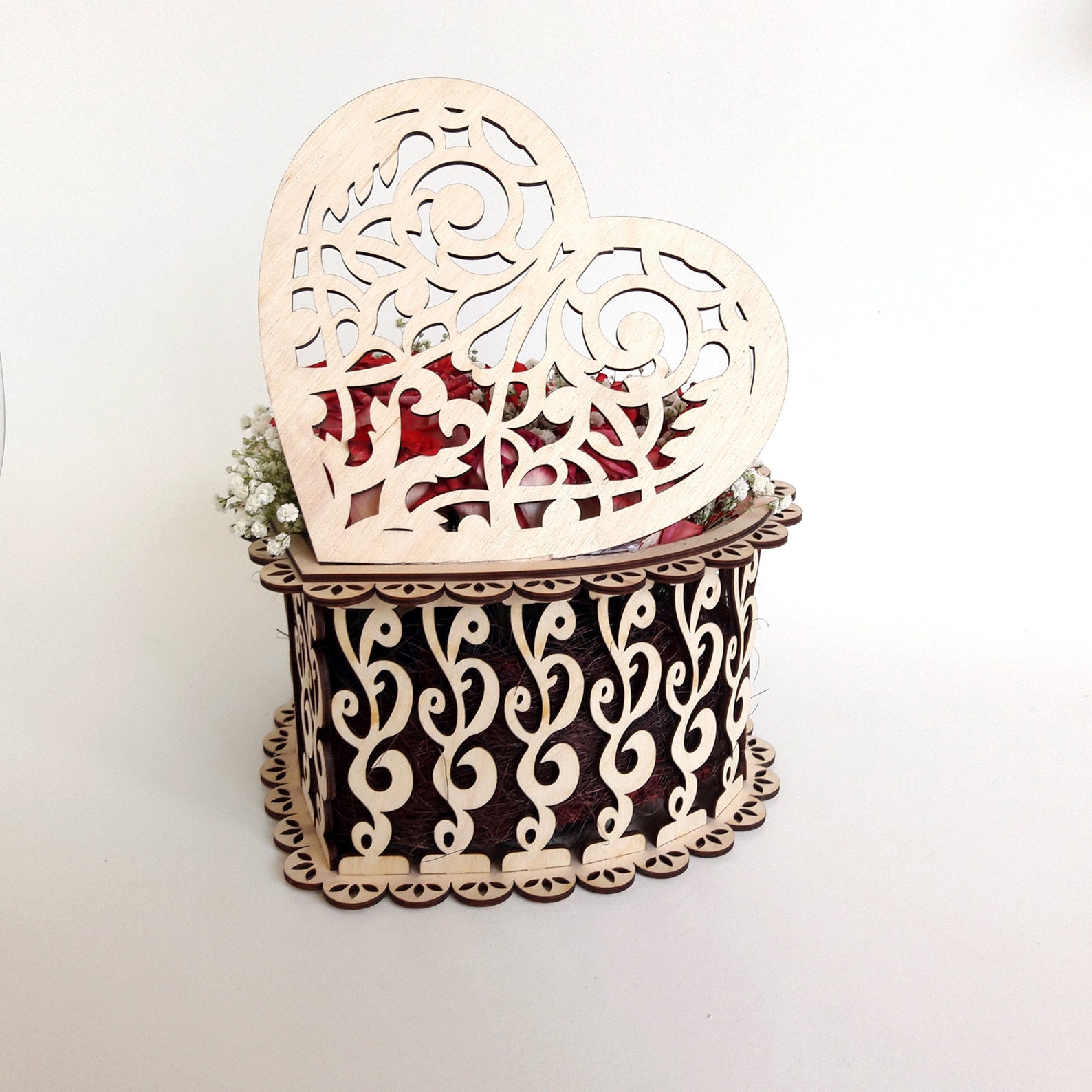 Wooden Basketbox for Flowers Sweets and Other Uses. Laser Etsy