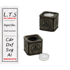 Wooden candle holder. Laser cut file. Cdr, Dxf, Ai, Svg files. Instant download, Cnc file. CH4