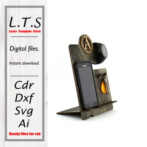 Phone Stand SVG, Personalized stand, Organizer. FULL ALPHABET. Laser Cut File. Cdr, Dxf, Ai, Svg files. Instant download, Cnc files. OR1