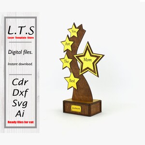 Award trophy <Stars>. Laser cut file ,trophy SVG, award svg, champion svg, dxf, ai. Instant download.