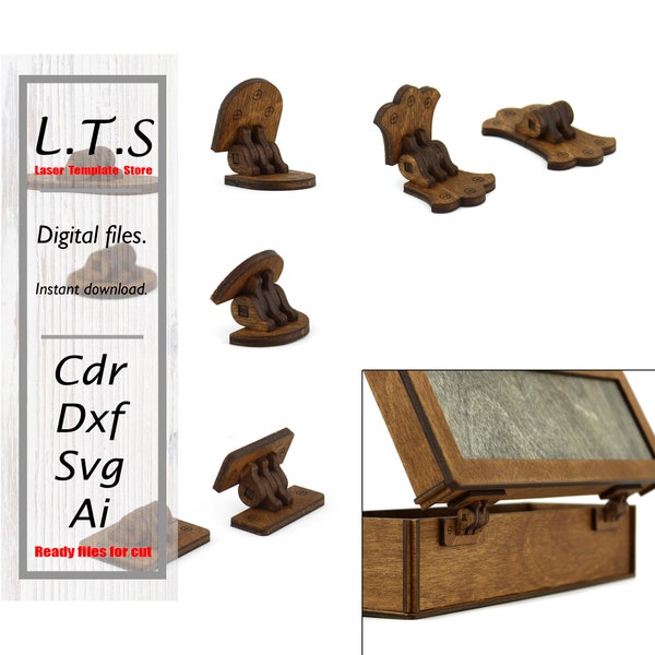 Wooden hinges. Laser cut file. 4 models. hinge svg. cnc file. dxf, ai, svg, cdr. Instant download.