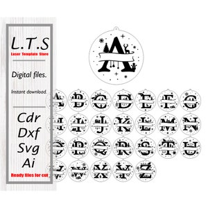 Wooden Christmas personalized toys. Christmas letters. Christmas Monogram. Laser cut file. Cdr , Dxf, Svg, Ai. Instant download. CT12