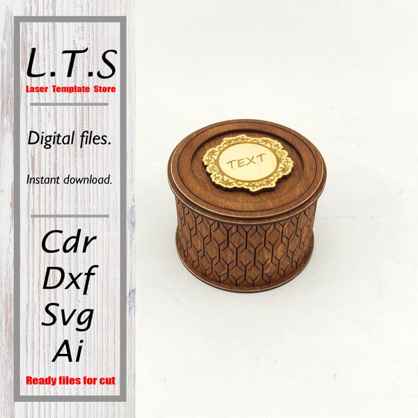 Wooden box. Laser cut file. Cdr, Dxf, Ai, Svg files. Instant download, Cnc files. BX18