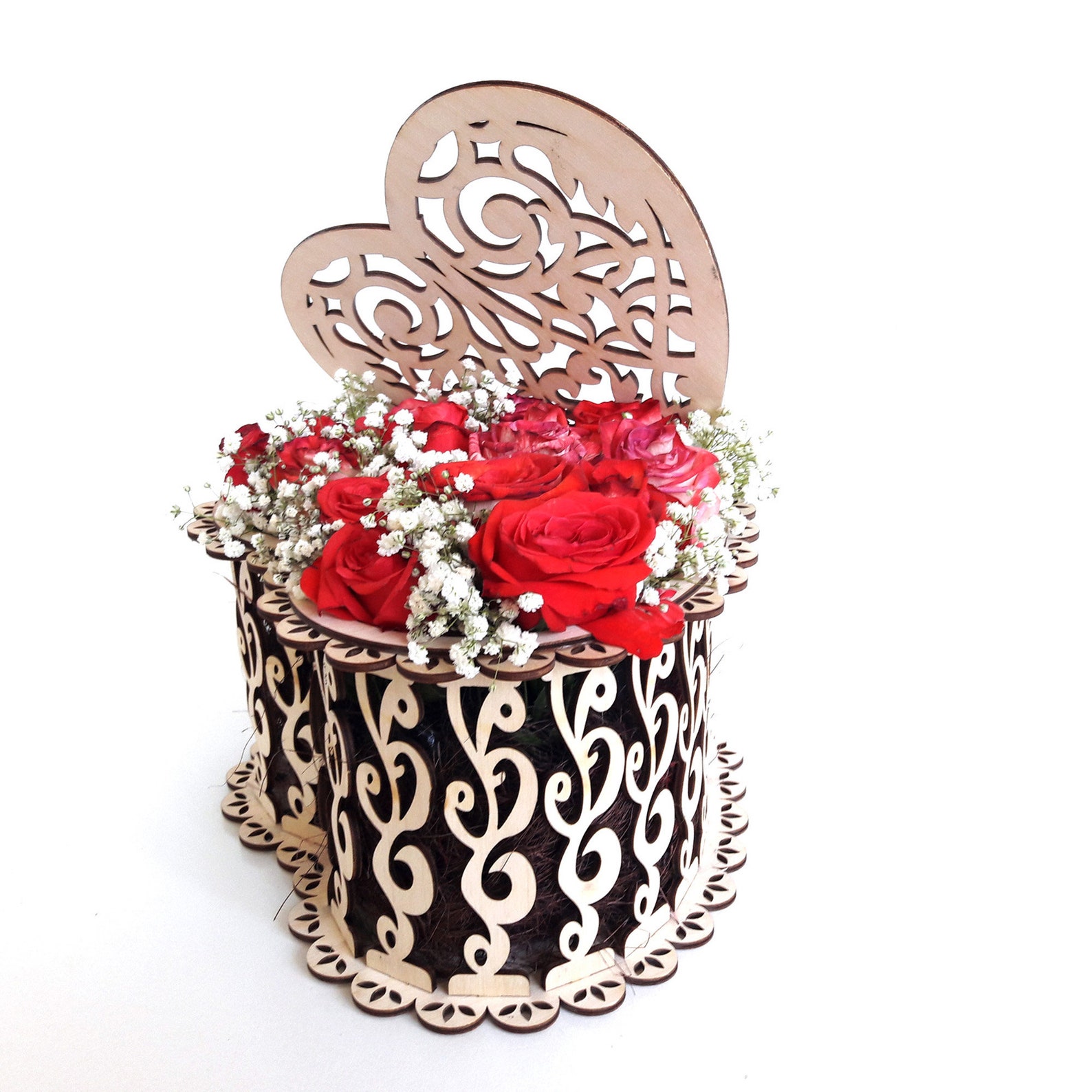 Wooden Basketbox for Flowers Sweets and Other Uses. Laser Etsy