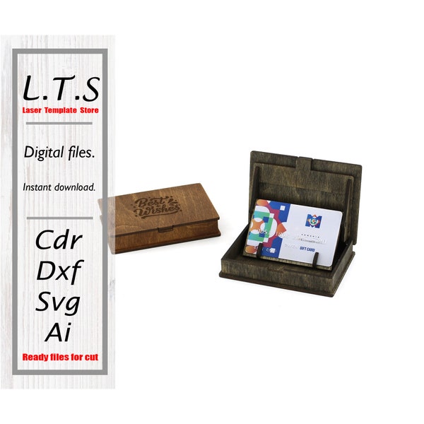 Gift, credit card box. Laser cut file. 7 designs for the lid. Cdr, Dxf, Ai, Svg files. Instant download, Cnc file. BX50