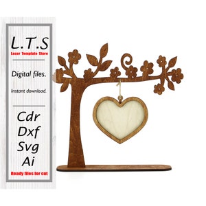 Wooden photo frame "Love". Laser cut file. 6 thickness file.  Cdr,Dxf,Svg,Ai.Instant download, Cnc files. PF13
