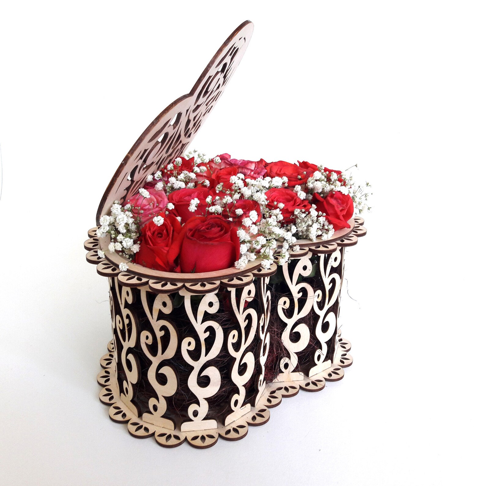 Wooden Basketbox for Flowers Sweets and Other Uses. Laser Etsy