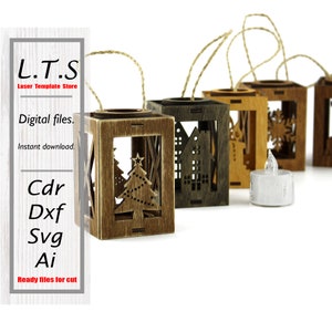 Christmas candle holders. Lamps. Laser cut file. 8 models. 5 thickness file.  Cdr , Dxf, Svg, Ai. Instant download. Cnc files. CT16