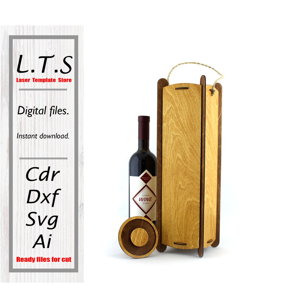 Wooden Wine Box. Laser Cut File. Cdr, Dxf, Ai, Svg Files. Instant