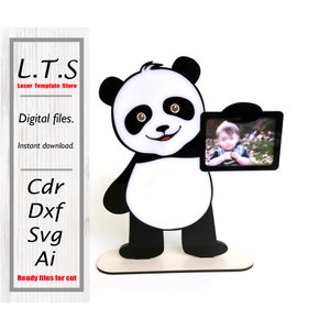 Photo frame "Panda". Laser cut file. Photo frame svg. Cdr,Dxf,Svg,Ai.Instant download, Cnc files. PF4