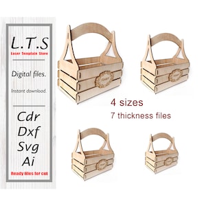 Wooden basket for flowers and other uses. Laser cut file. 4 sizes. 7 thickness file.dxf, ai, cdr, svg.Instant download, Cnc files. BS1