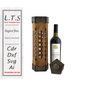 Wooden wine box. Laser file. Cdr, Dxf, Ai, Svg files. Wine box svg. Cnc file. BX56