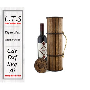 Wooden wine box. Laser cut file. Cdr, Dxf, Ai, Svg files. Instant download, Cnc files.BX43