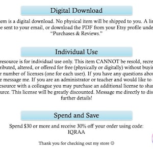 May include: A digital download graphic with text that reads "Digital Download", "Individual Use", and "Spend and Save". The graphic also includes a logo with the text "Teach Quran Play".