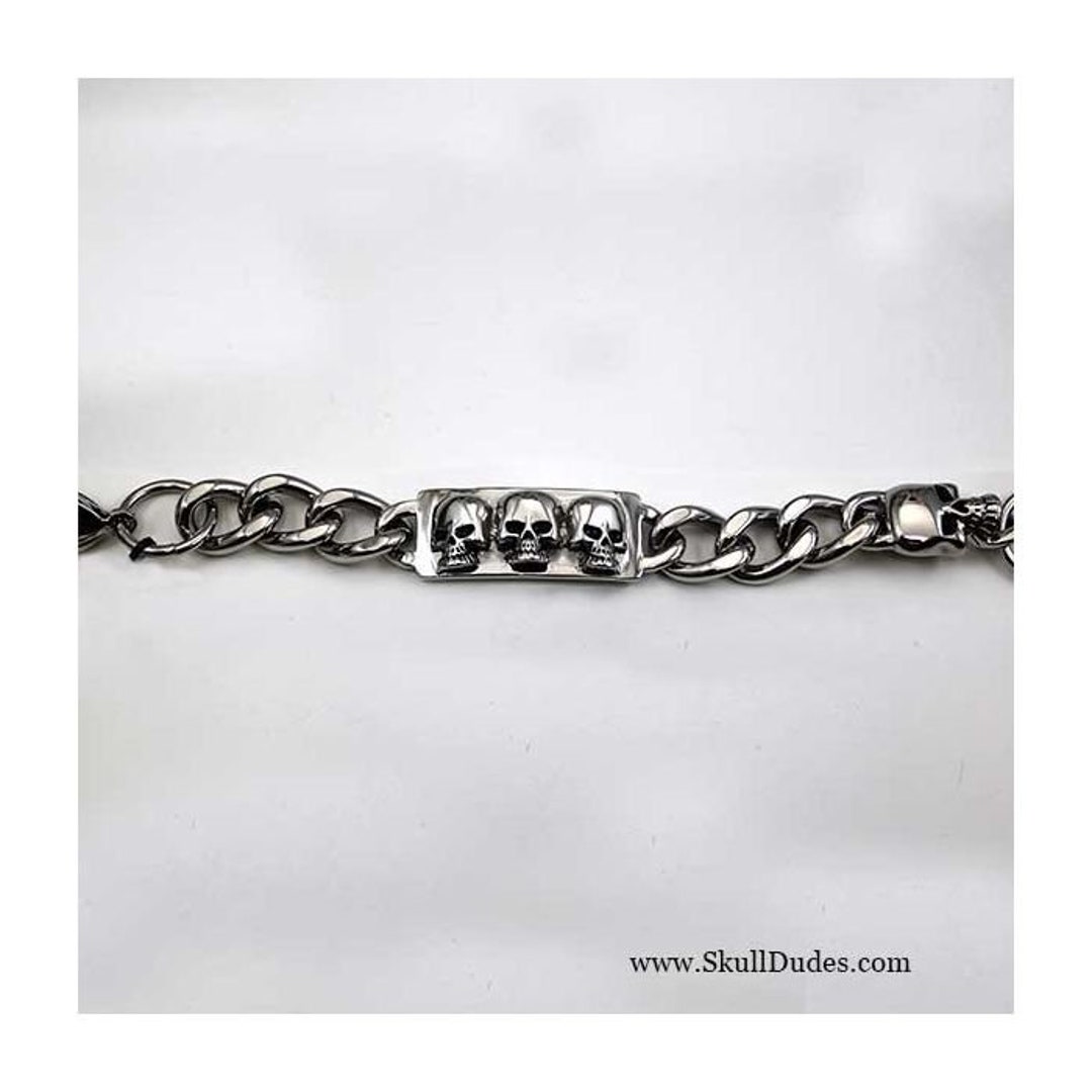 メンズ ステンレス鋼縁石チェーンブレスレット 8.5インチ＆ネックレス24インチセット キーホルダー付き　並行輸入品