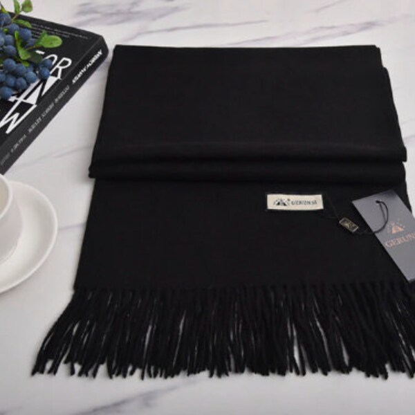 Scarf , Extra Large Shawl ,Wrap, Cozy Soft Pashmina , Black color Scarf , Winter Gift
