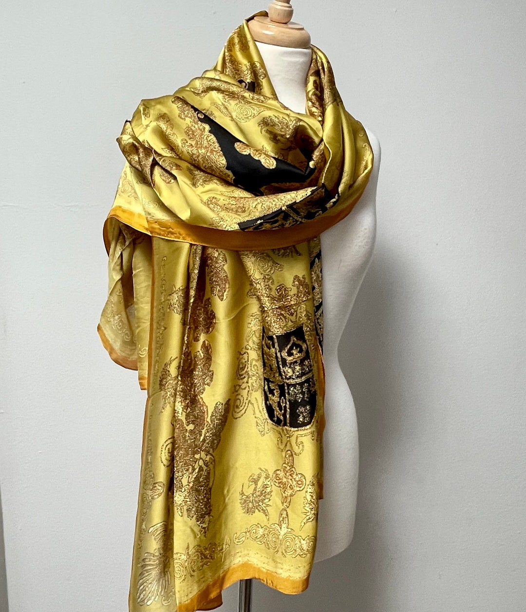 Silk Scarf Yellow women Scarf High Quality Foulard Bandana Etsy