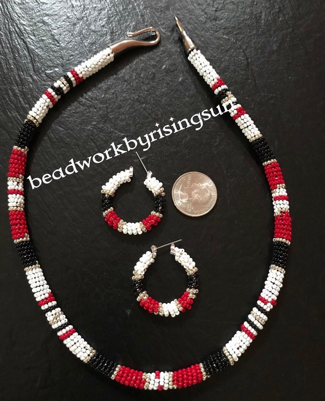 Native American Beaded Rope Necklace Set Etsy