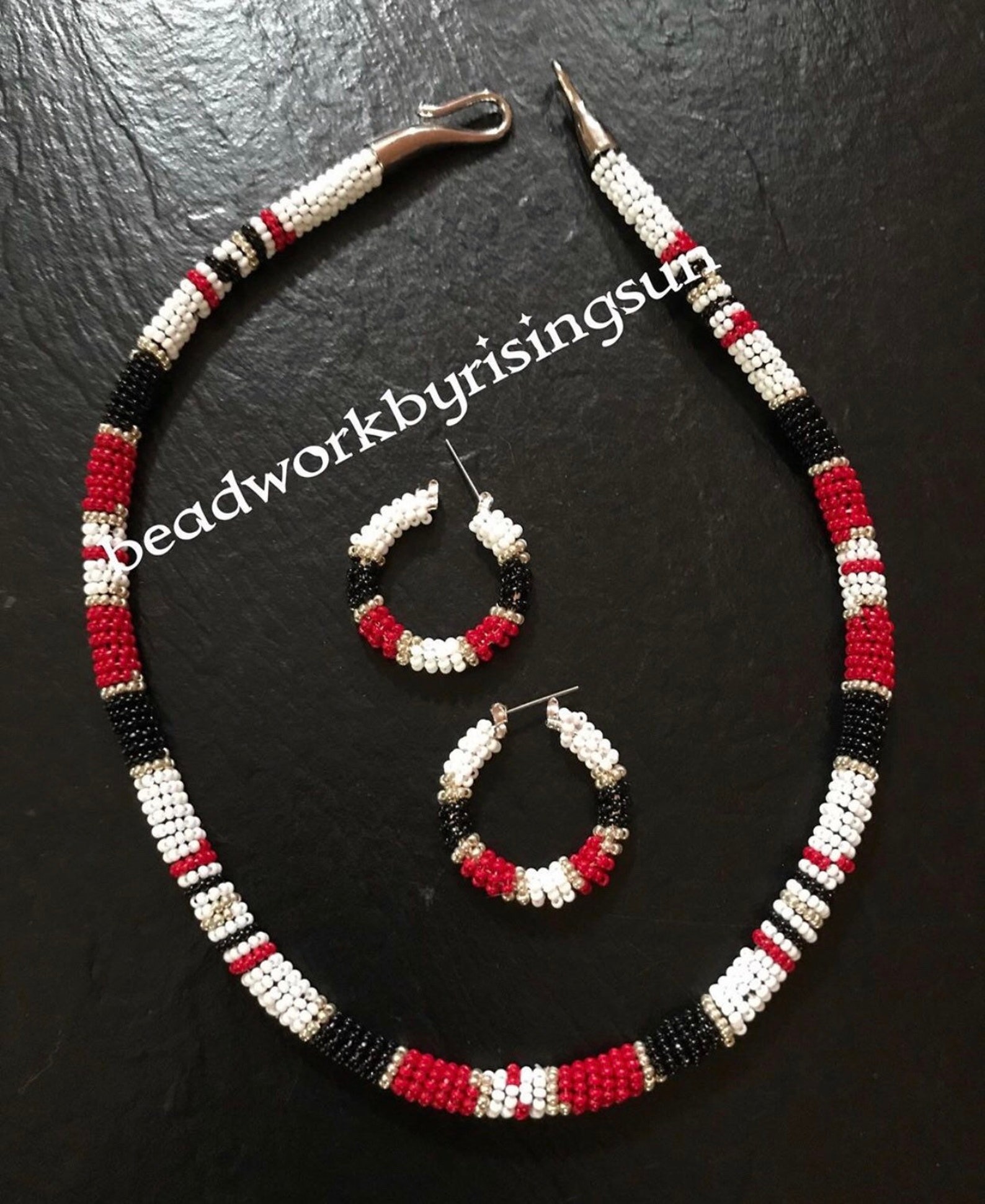Native American Beaded Rope Necklace Set Etsy