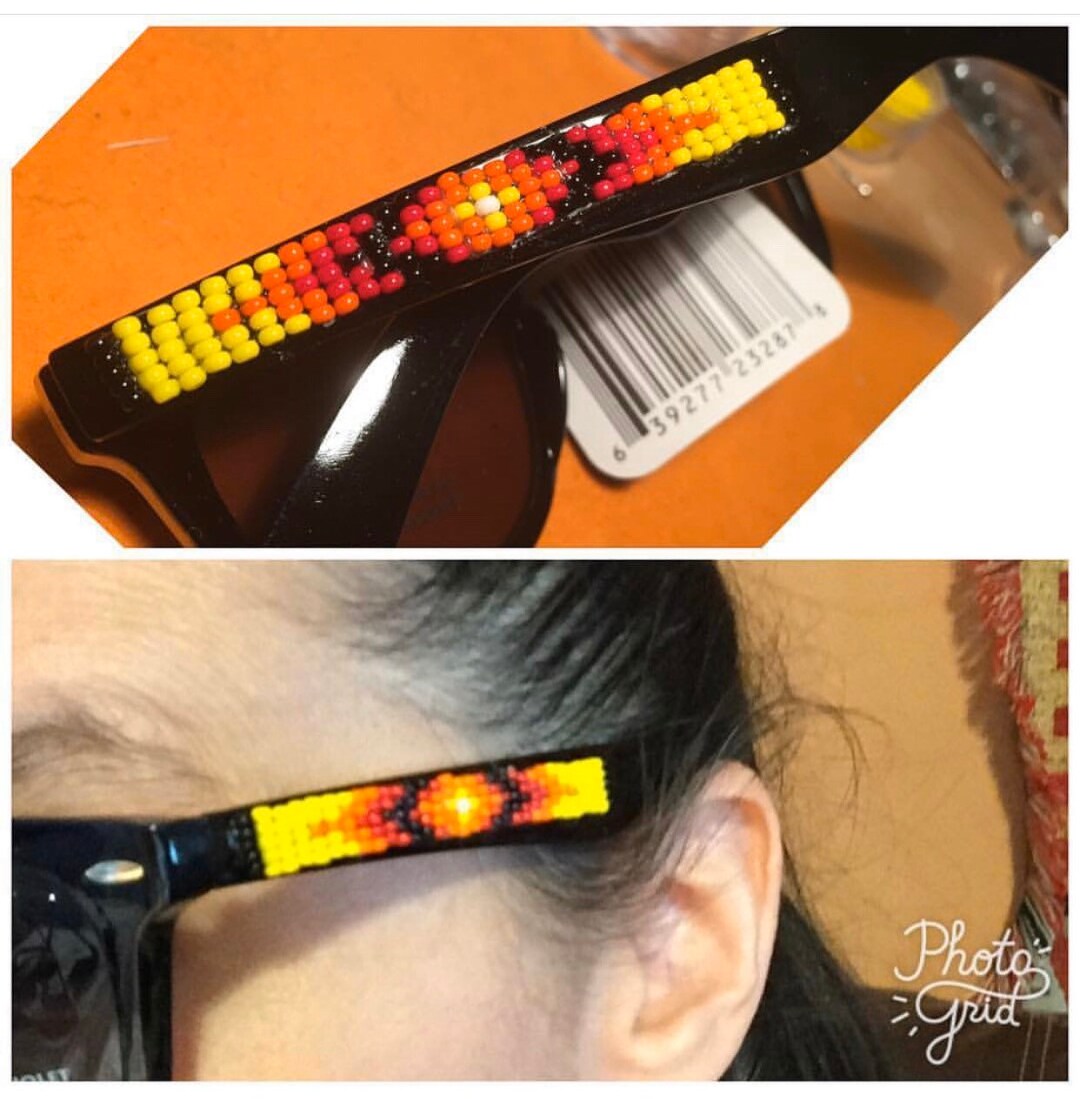 Yellow Beaded Sunglasses Etsy