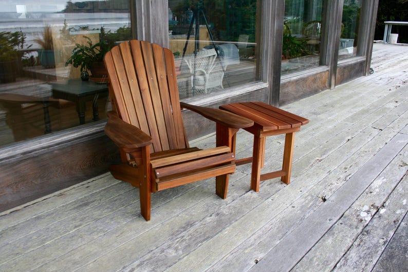 Western Red Cedar Adirondack Chair and Side Table Set, Flat Pack Garden Furniture Kit image 2