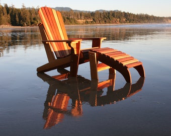 Western Red Cedar Adirondack Chair and Footrest Set, Flat Pack Garden Furniture Kit
