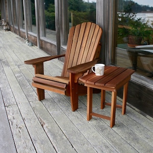 Premium Knot-Free Cedar Wood Adirondack Chair and Side Table Outdoor Furniture Set