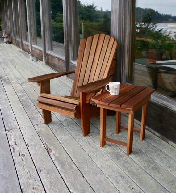 Western Red Cedar Adirondack Chair and Side Table Set, Flat Pack Garden Furniture Kit