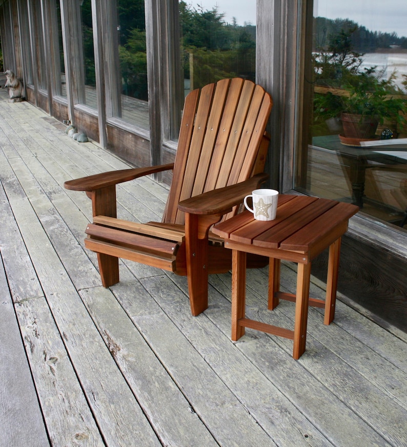 Western Red Cedar Adirondack Chair and Side Table Set, Flat Pack Garden Furniture Kit image 1