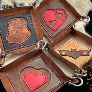 Small leather valet / dice tray/ holder