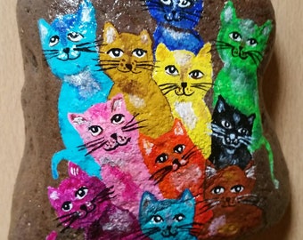 Bunte Katzen Gemalt Etsy