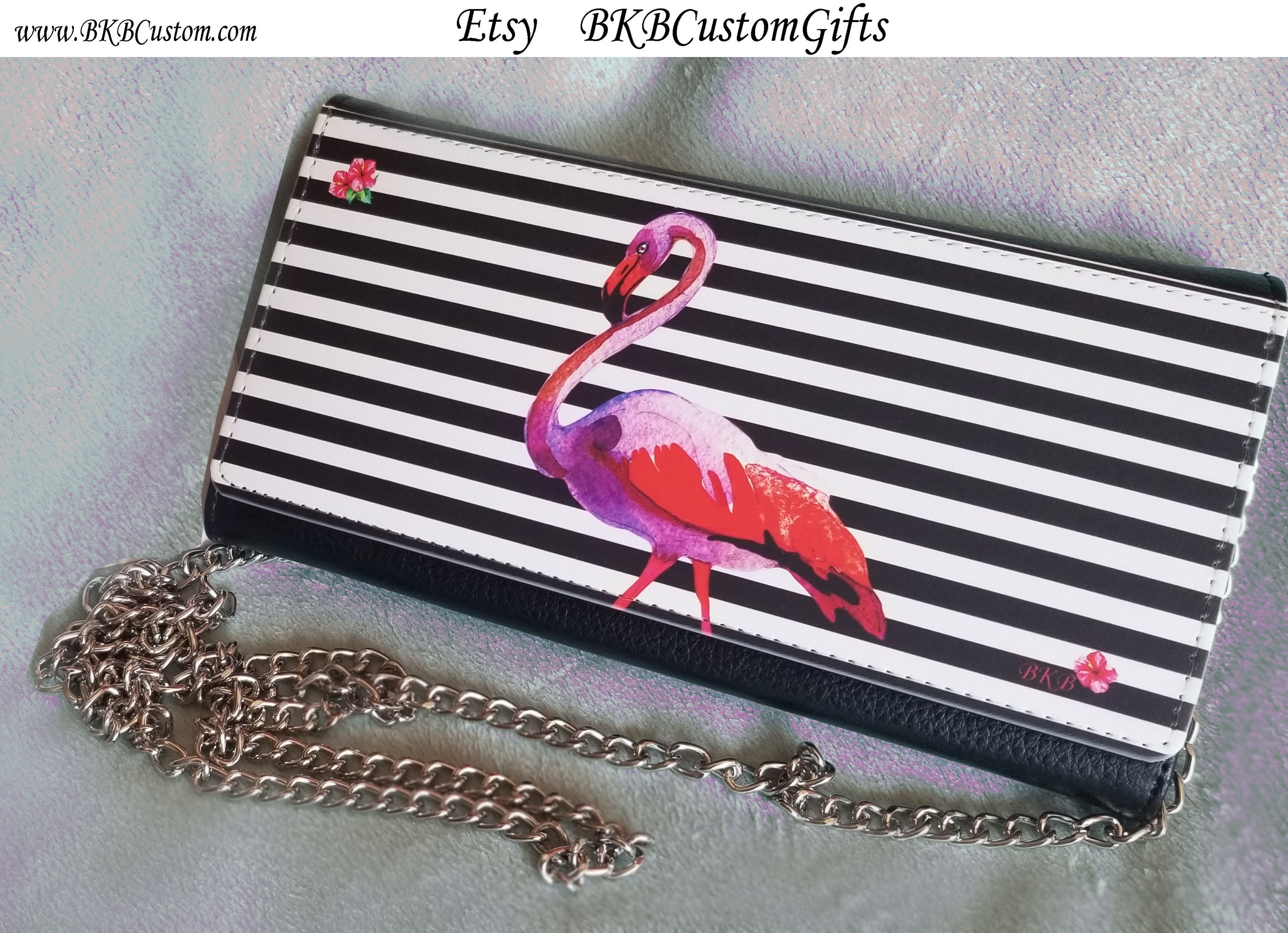Flamingo Purse Pink Flamingo Black White Striped Purse Etsy.de