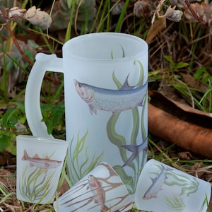 Gift to the Fishing Dad, Mom, Florida Fishing, Fish, Beer Stein, Shot Glasses, Redfish, Snook, Tarpon, Gifts for Fishermen, Fisherwoman