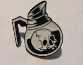 Coffee Pot Skull Enamel Pin